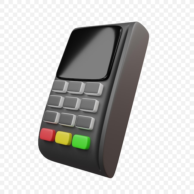 Free PSD pos machine payment terminal icon isolated 3d render illustration
