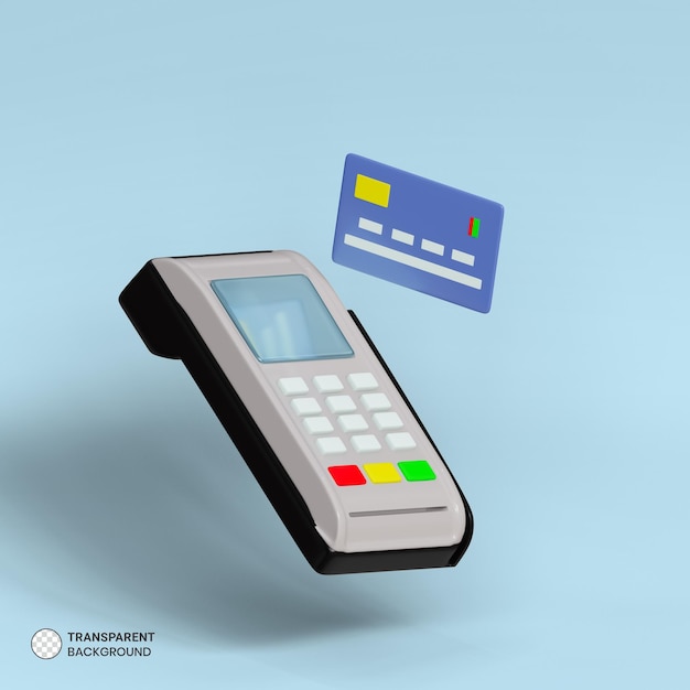 Free PSD pos machine payment terminal icon isolated 3d render illustration