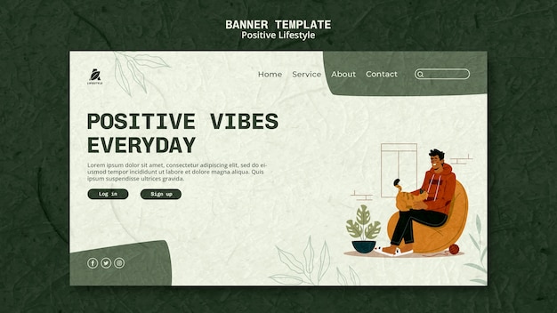 Free PSD positive lifestyle landing page template