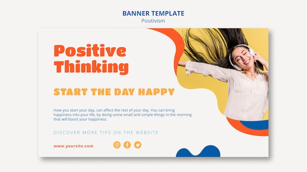 Positive thinking horizontal banner template