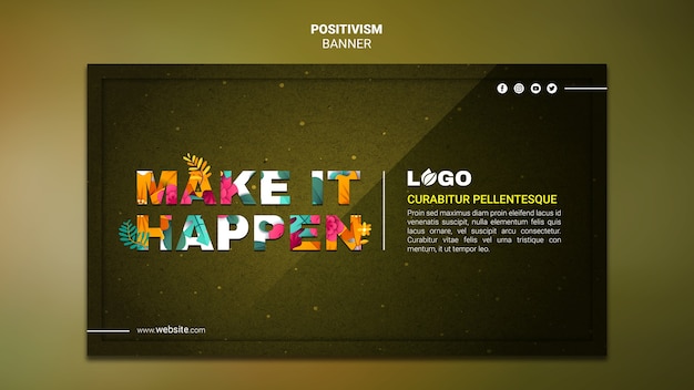 PSD gratuito modello di banner del positivismo