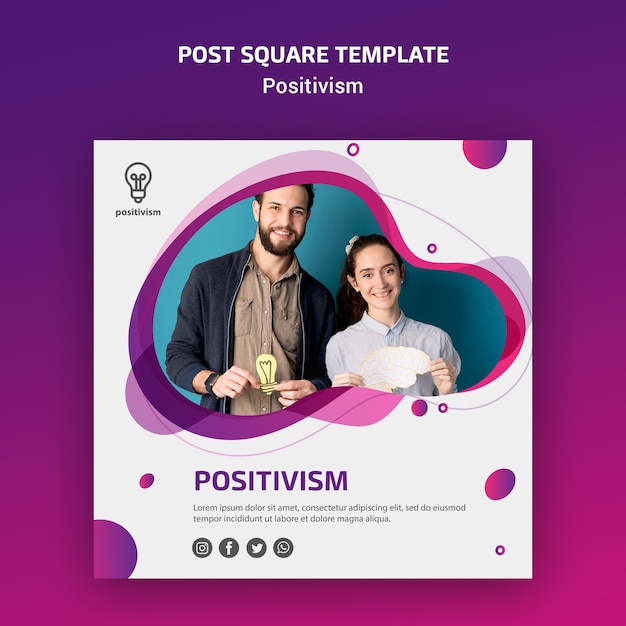 PSD gratuito modello quadrato post concetto di positivismo