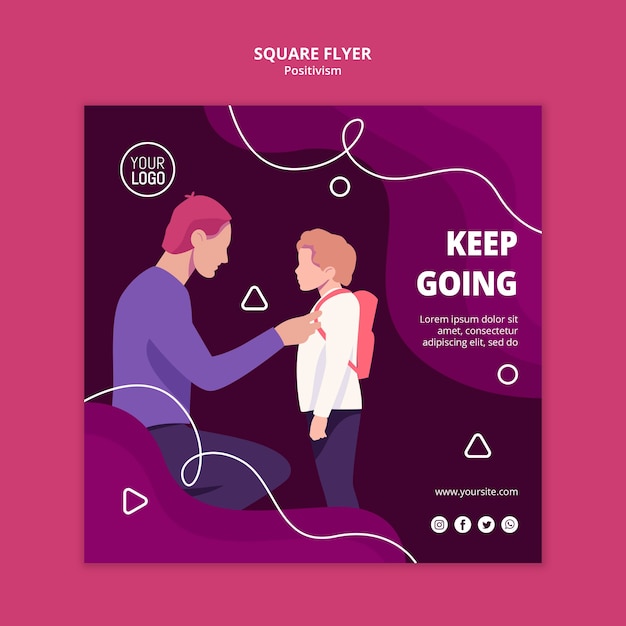 Free PSD positivism concept square flyer template