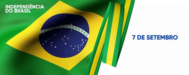 포스트 배너 소셜 미디어 브라질 독립 기념일 포르투갈어 3d 렌더링