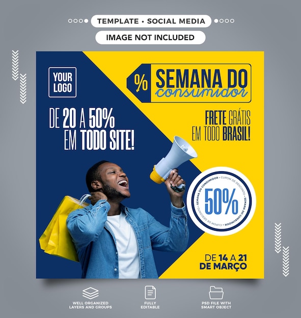 Post Social media feed Free Shipping Consumer Week all over Brazil