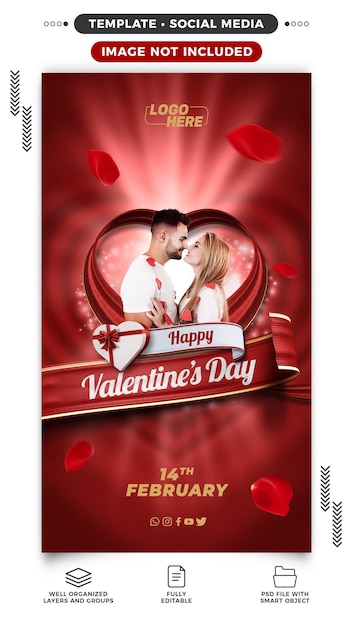 Free PSD post social media stories happy loving valentines day