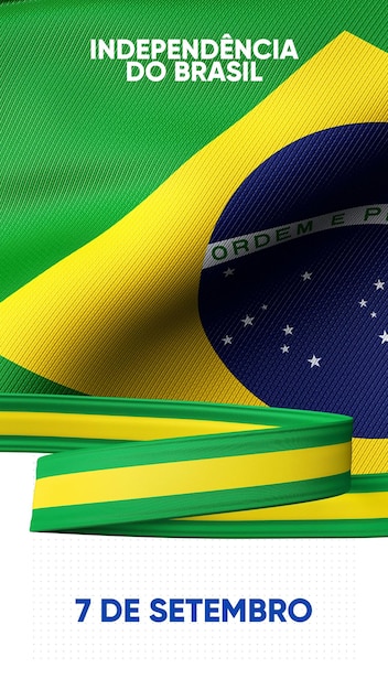 Post stories social media brazil independence day 3d rendering in portuguese