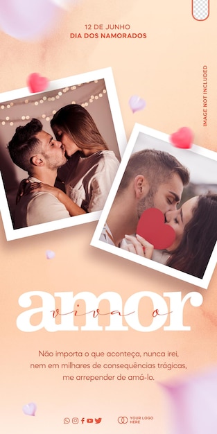 Free PSD post template editable valentine's day dia dos namorados in brazil