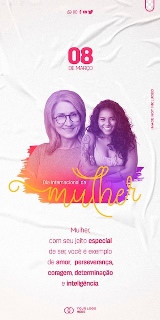 Free PSD post template social media international women's day march 8 dia internacional da mulher in brazil