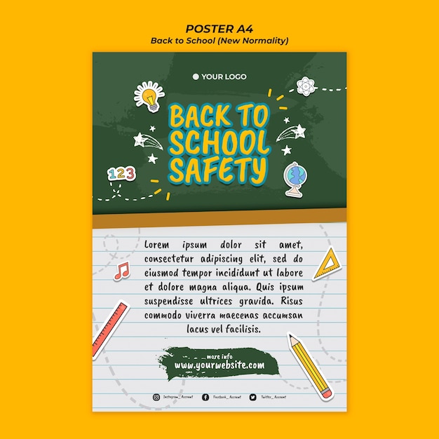 PSD gratuito poster per il ritorno alla stagione scolastica