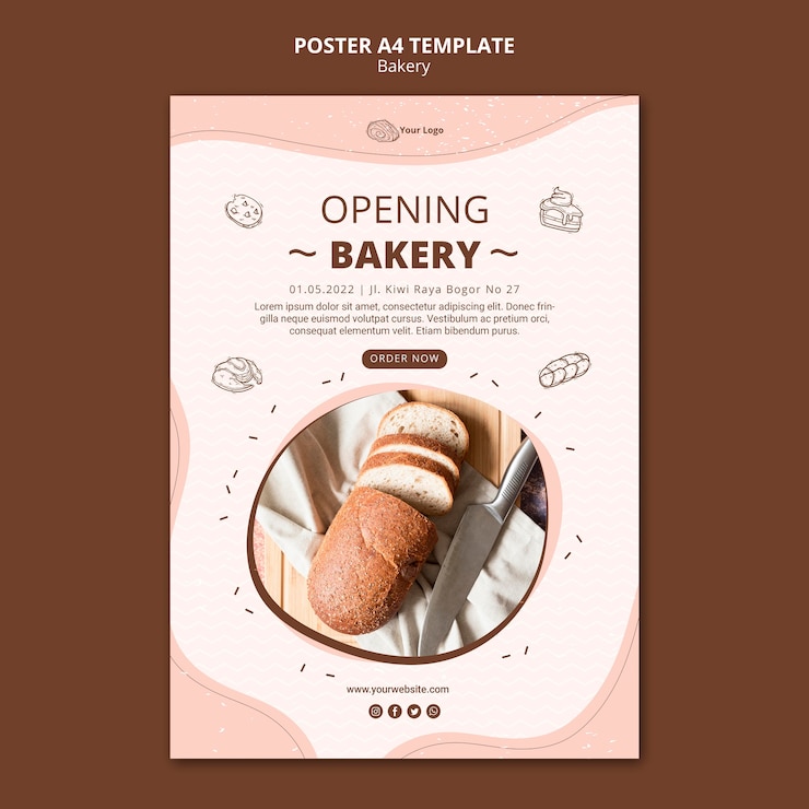 Free PSD poster for bakery shop business