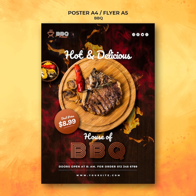 PSD gratuito poster per barbecue