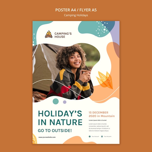 Free PSD poster camping holidays template