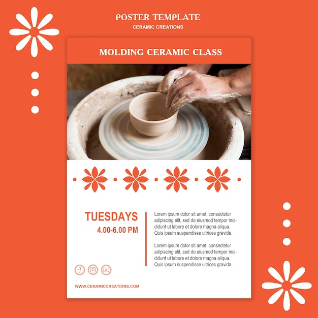 Free PSD poster ceramic creations ad template