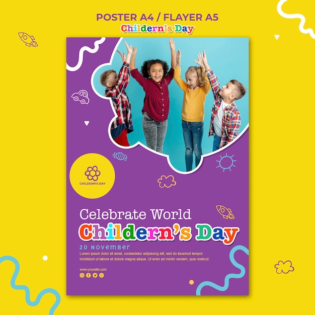 Free PSD poster children's day template