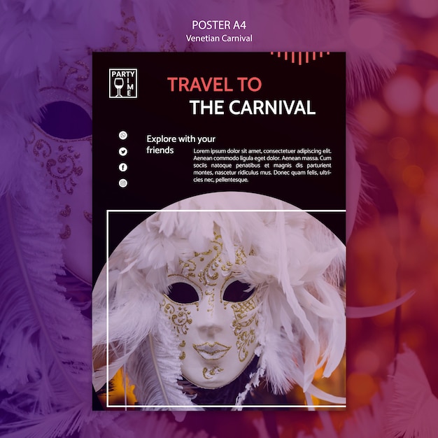 무료 PSD venian carnival template 포스터 컨셉