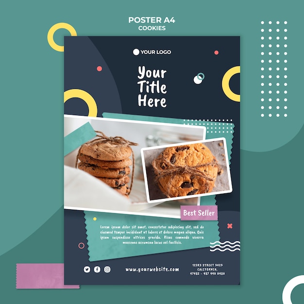 Free PSD poster cookie shop ad template