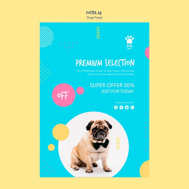 Бесплатный PSD Дизайн плаката для корма для собак