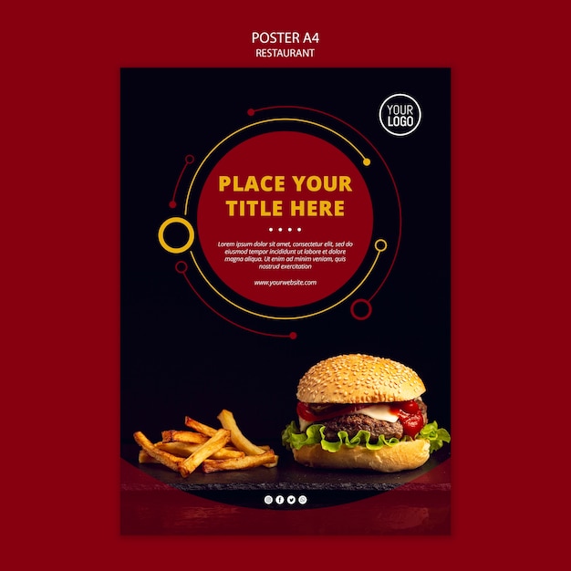 PSD gratuito design del poster con hamburger