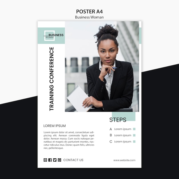 Poster design with business woman concept