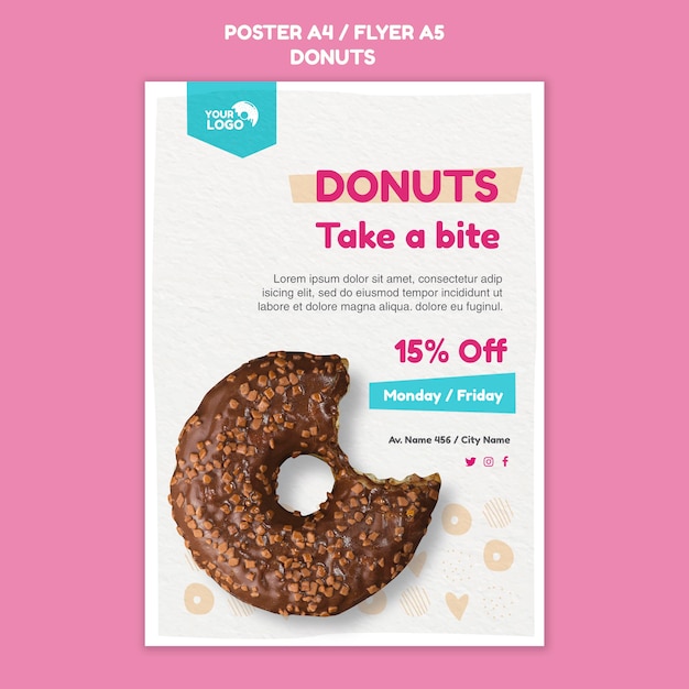 Free PSD poster donuts store template