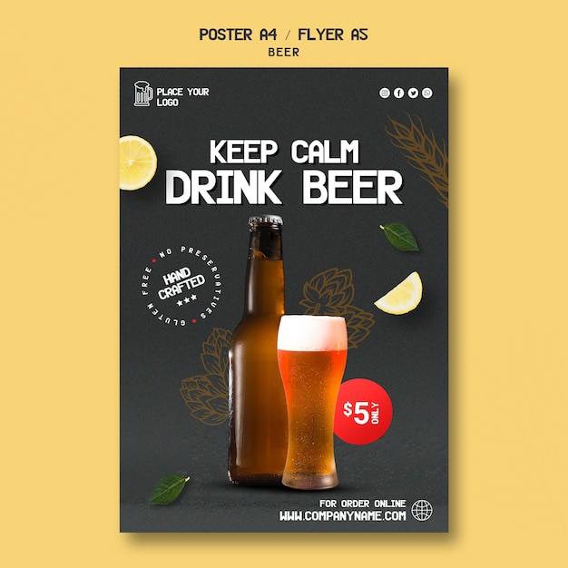 PSD gratuito poster per bere birra