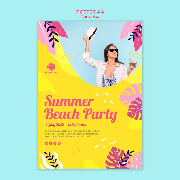 無料PSD 夏のビーチパーティーのポスター