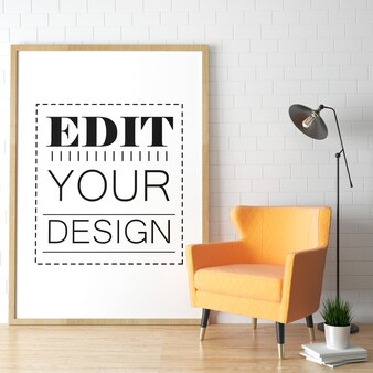 Download Free PSD | Poster frame in living room mockup
