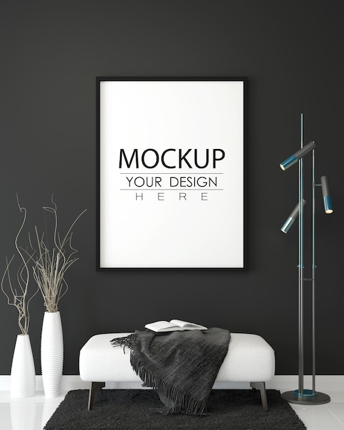 Poster Frame In Living Room Mockup