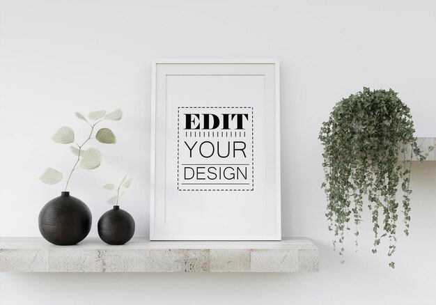 Poster Frame In Living Room Psd Mockup