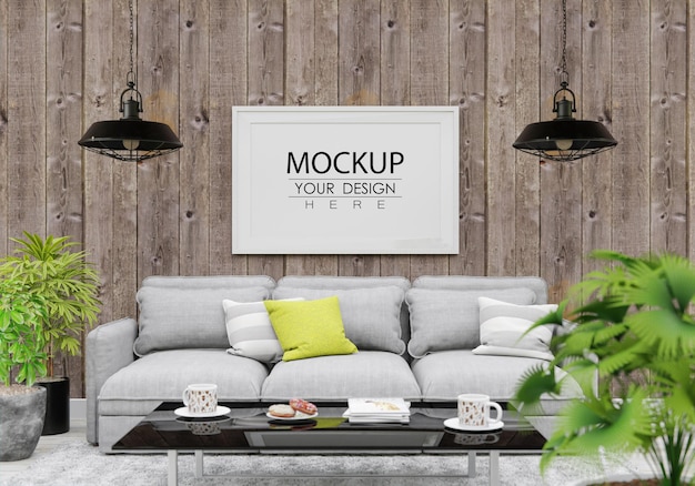 Download Free PSD | Poster frame mockup in living room