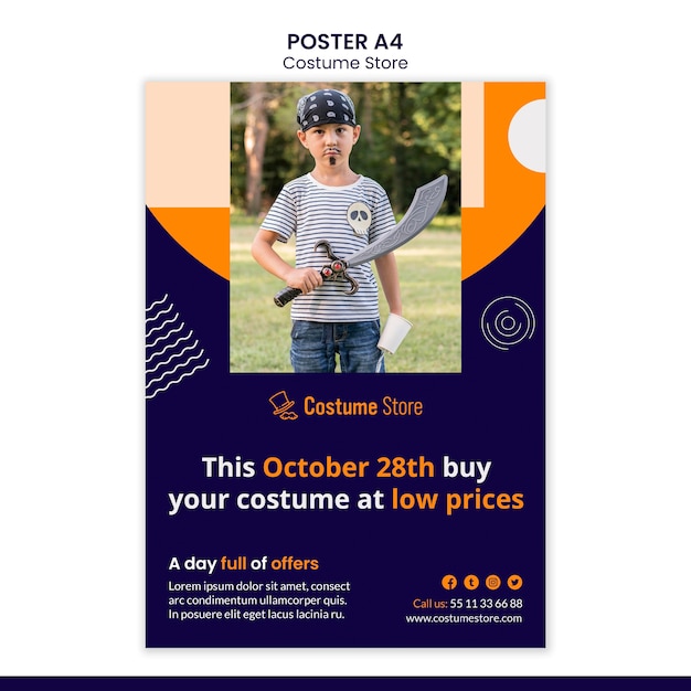 PSD gratuito poster per costumi di halloween