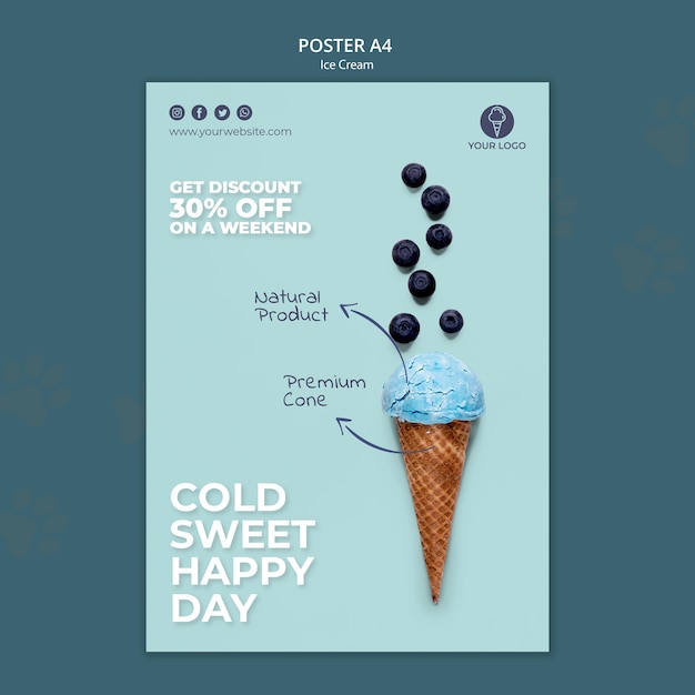 Free PSD poster ice cream shop template