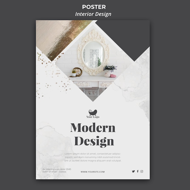 Бесплатный PSD Шаблон дизайна интерьера плаката