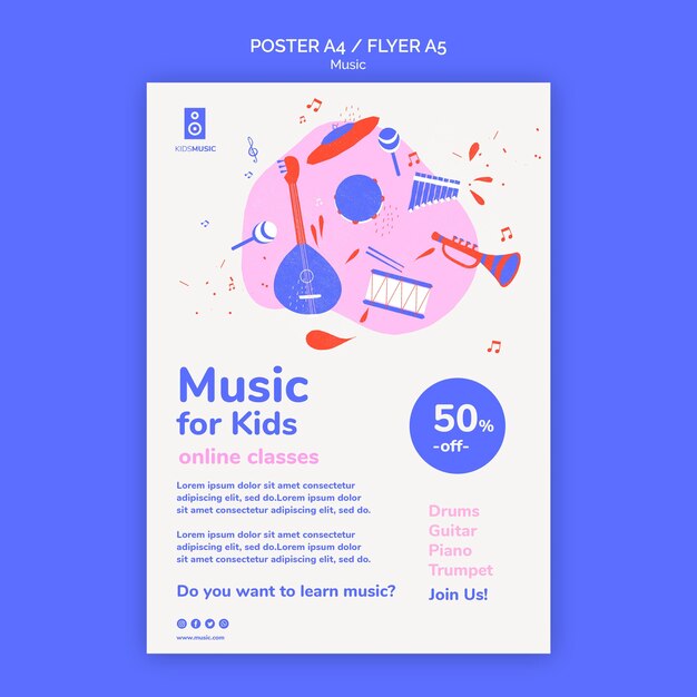 Poster kids music platform template