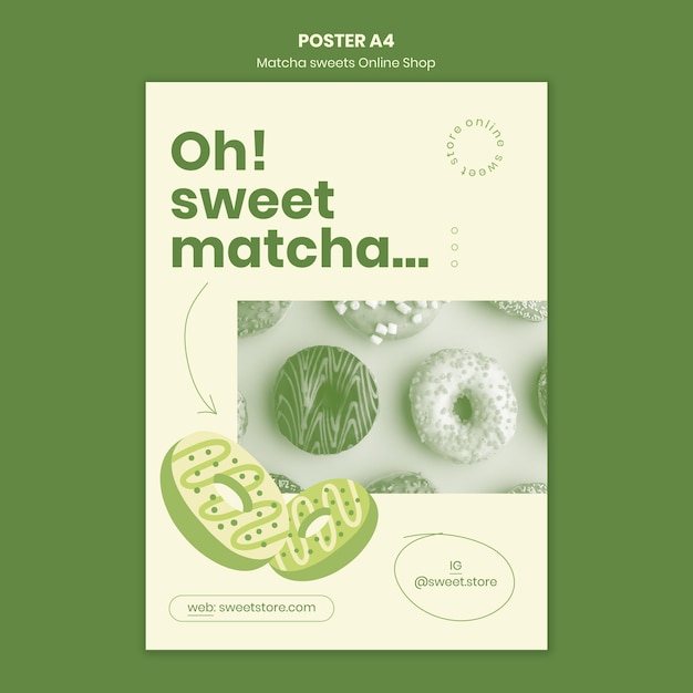 Free PSD poster matcha sweets template