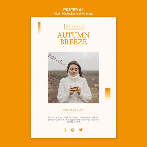 PSD gratuito poster per marchio di moda autunno minimalista