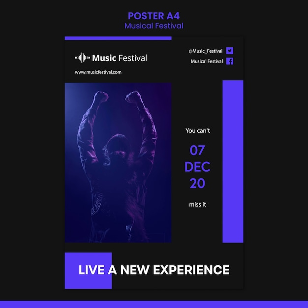 PSD gratuito poster modello di festival musicale