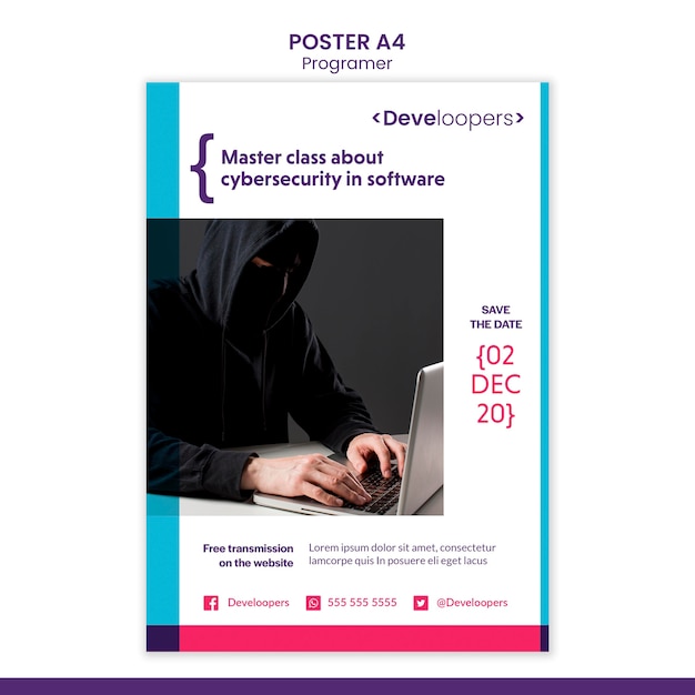 PSD gratuito modello di annuncio per programmatore di poster