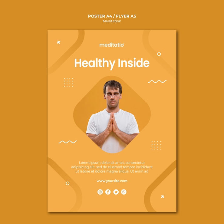 Free PSD poster style meditation concept