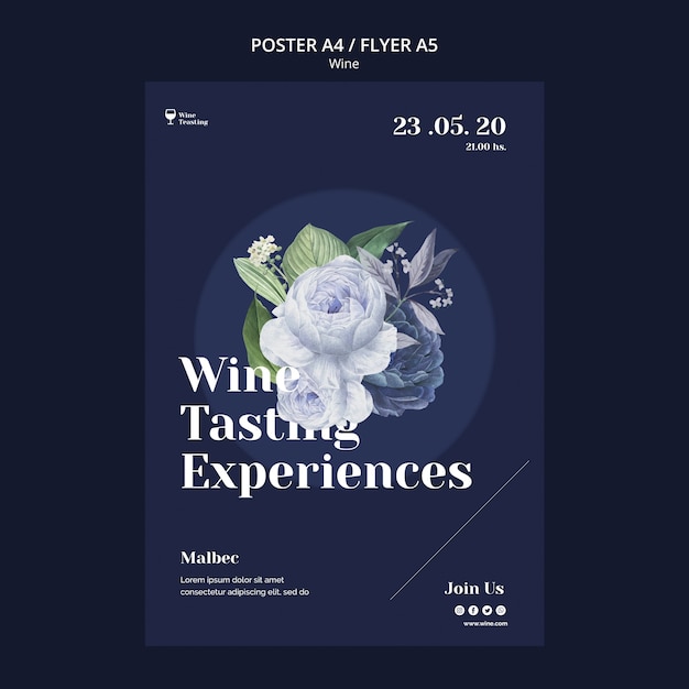 Free PSD poster style wine tasting