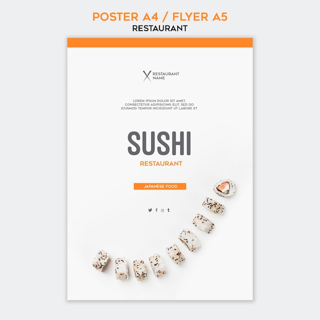 Free PSD poster sushi restaurant template