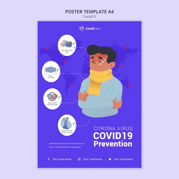 無料PSD covid19に関するポスターテンプレート