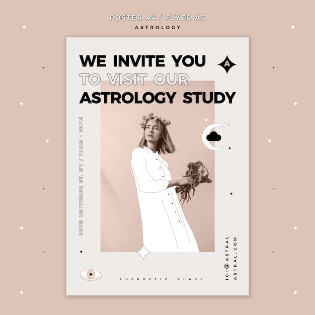 PSD gratuito modello di poster per l'astrologia