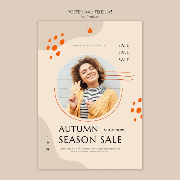 Free PSD poster template for autumn sale