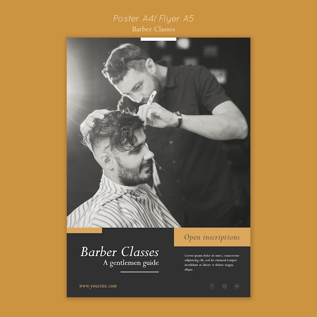 Poster template for barber classes