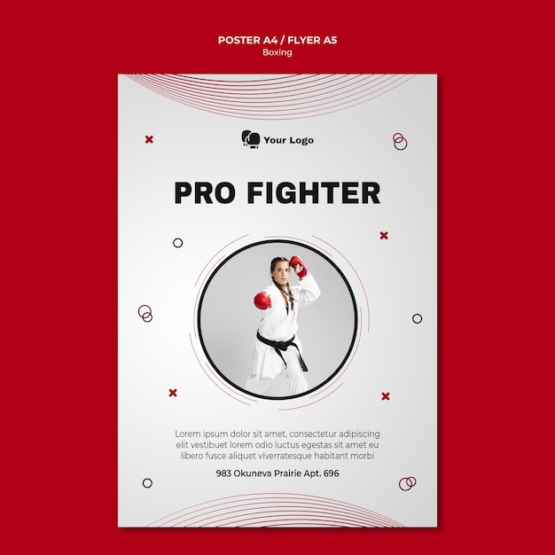 PSD gratuito modello di poster per l'allenamento di boxe