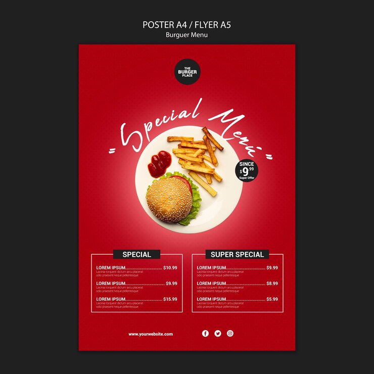 Free PSD poster template for burger restaurant