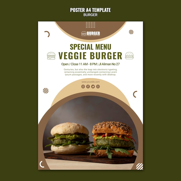 PSD gratuito modello di poster per ristorante di hamburger