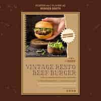 Free PSD poster template for burger restaurant